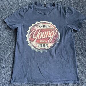 Chris Young Shirt Mens Small Blue Country Music Concert Beer Graphic Tee T-Shirt